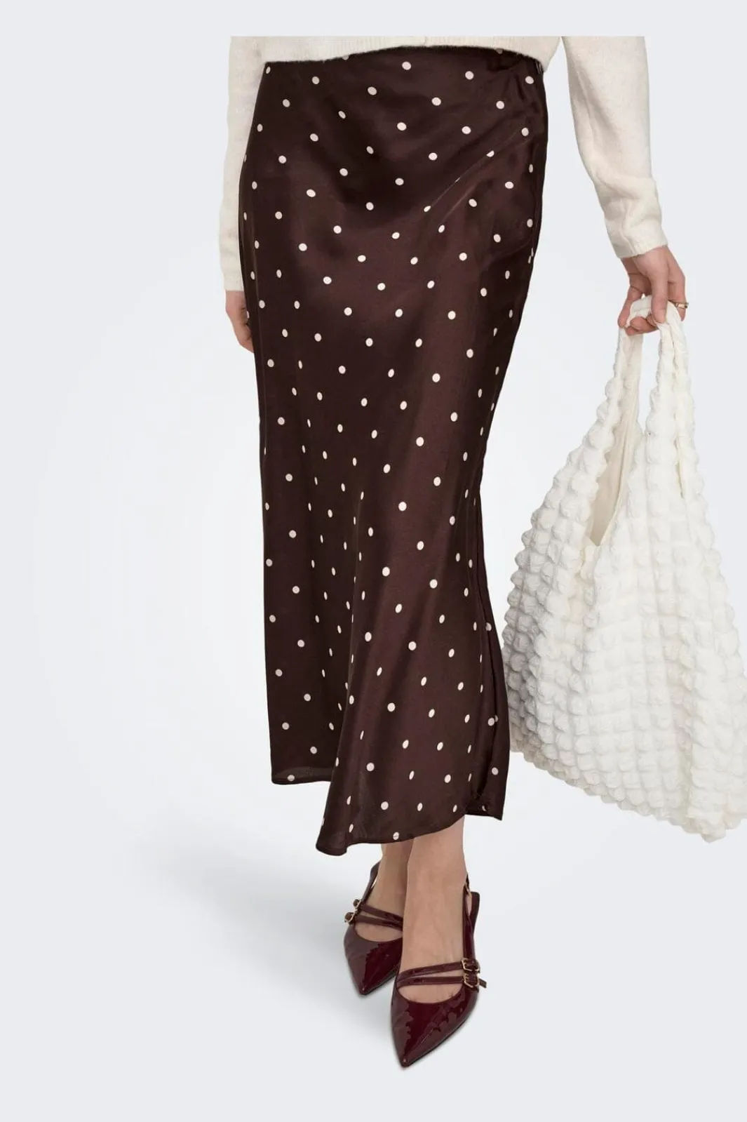 Online JDY hailey Satin Midi Skirt 5082864 Puce Ecru Dots