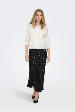 Outlet JDY hailey Satin Midi Skirt 5083222 Black Ecru Dots
