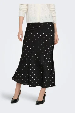 Outlet JDY hailey Satin Midi Skirt 5083222 Black Ecru Dots