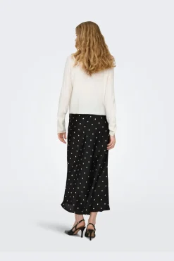 Outlet JDY hailey Satin Midi Skirt 5083222 Black Ecru Dots