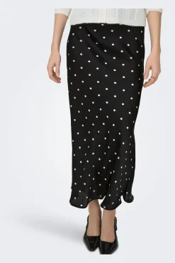 Outlet JDY hailey Satin Midi Skirt 5083222 Black Ecru Dots