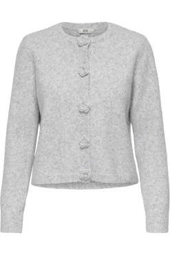 Best JDY haylee L/S Flower Cardigan Knt 5021961 Light Grey Melange