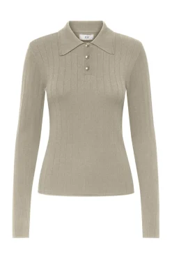Discount JDY kate L/S Polo Pullover Knt 4907481 Sandshell