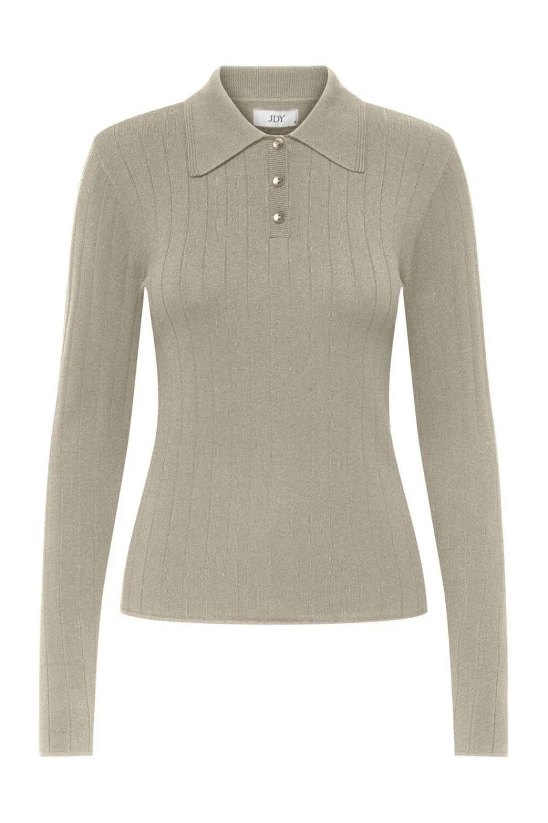 Discount JDY kate L/S Polo Pullover Knt 4907481 Sandshell