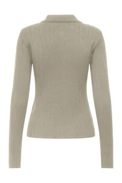 Discount JDY kate L/S Polo Pullover Knt 4907481 Sandshell