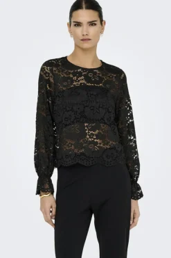 JDY lacey L/S Lace Top 4840204 Black