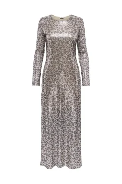 Discount JDY leona Sequin L/S Long Dress 4840296 Brown Rice Leo