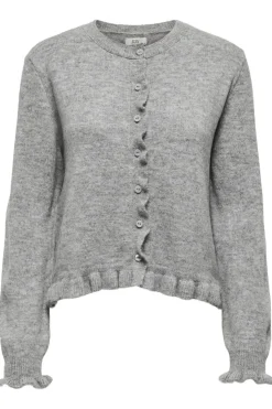 Online JDY letty L/S O-Neck Frill Cardigan Knt 4906642 Light Grey Melange