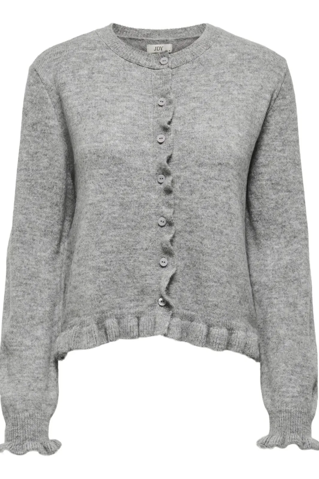 Online JDY letty L/S O-Neck Frill Cardigan Knt 4906642 Light Grey Melange