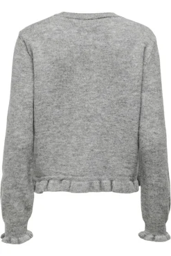 Online JDY letty L/S O-Neck Frill Cardigan Knt 4906642 Light Grey Melange
