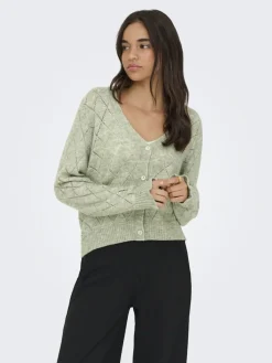 Outlet JDY letty L/S V-Neck Struc Cardi Knt 4963472 Seagrass Melange