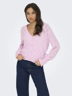 JDY letty L/S V-Neck Struc Cardi Knt 4963471 Pink Lady Melange