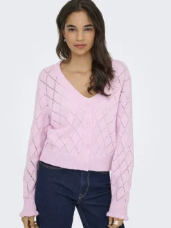 JDY letty L/S V-Neck Struc Cardi Knt 4963471 Pink Lady Melange