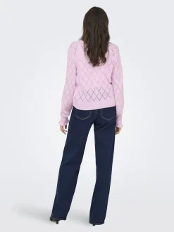 JDY letty L/S V-Neck Struc Cardi Knt 4963471 Pink Lady Melange