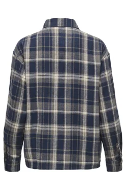 Clearance JDY maddie L/S Loose Check Shirt 4952890 Sky Captain Caribou & Pale Taupe