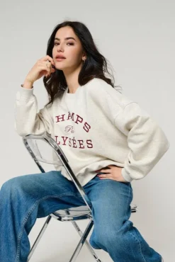 Hot JDY mesa L/S O-Neck Emb Sweat 4974040 Oatmeal Champs Cabernet Emb