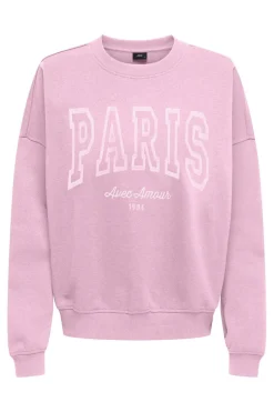 Best JDY mesa L/S O-Neck Emb Sweat 4974264 Pink Lady Paris Tnt Emb