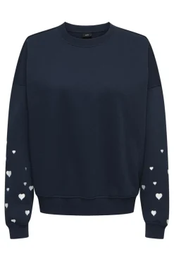 Hot JDY mesa L/S O-Neck Emb Sweat 4974274 Sky Captain Sleeve Heart Cd Emb