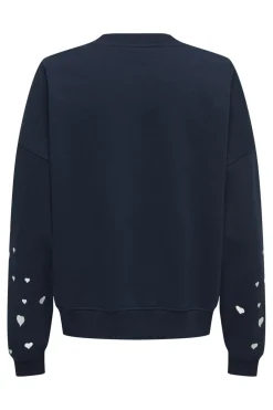 Hot JDY mesa L/S O-Neck Emb Sweat 4974274 Sky Captain Sleeve Heart Cd Emb