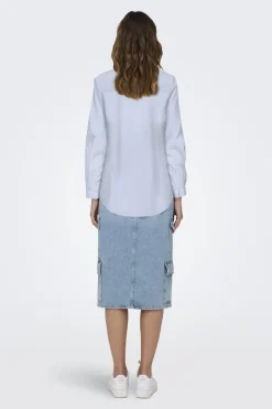 Online JDY mio L/S Embroidery Shirt 4957240 Cashmere Blue Small White