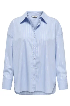 Hot JDY mio L/S Lurex Loose Shirt 4873551 Chambray Blue Silver Lurex