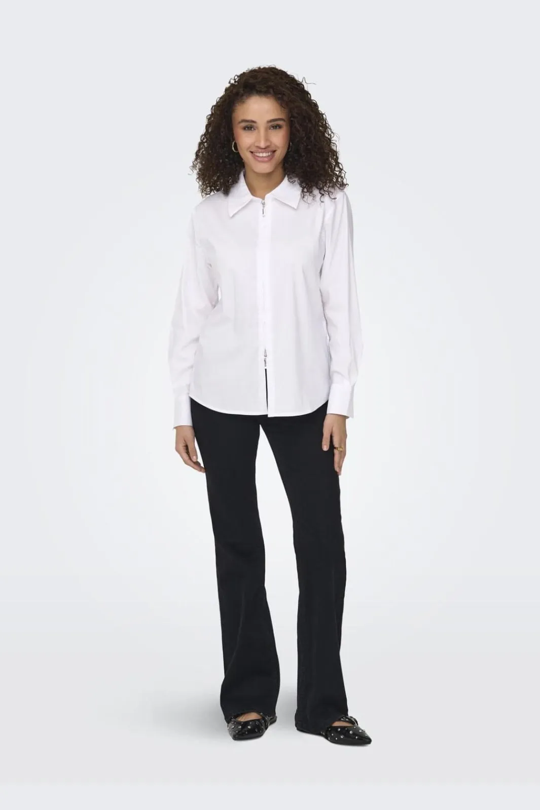 New JDY mio L/S Zip Shirt 4858745 White