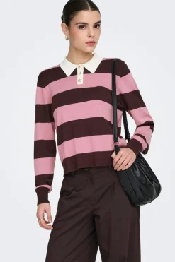 JDY naima L/S Polo Pullover Knt 5077092 Chicory Coffee W. Lilas