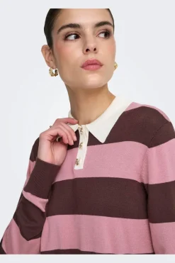 JDY naima L/S Polo Pullover Knt 5077092 Chicory Coffee W. Lilas