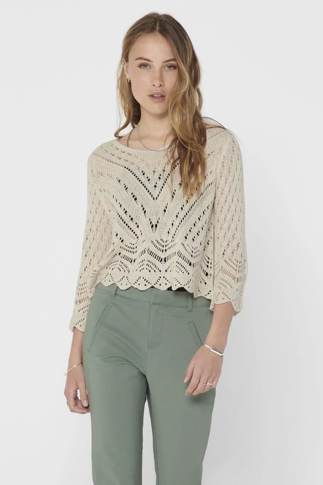 Outlet JDY new Sun 3/4 Cropped Pullover Knt 3453199 Tapioca