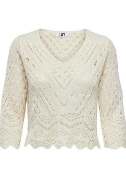 JDY new Sun 3/4 Cropped Pullover Knt 3976853 Eggnog