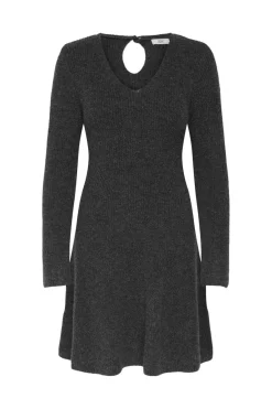 Outlet JDY nova L/S V-Neck Skater Dress Knt 4837958 Dark Grey Melange