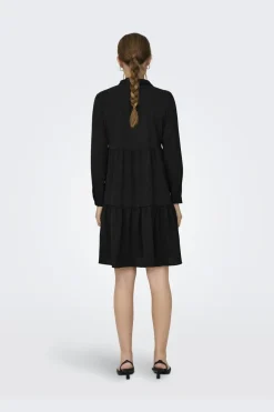 Clearance JDY piper L/S Foil Shirt Dress 4400726 Black Foil