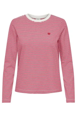Online JDY pisa L/S Print Top Dia 4935900 Cloud Dancer Ski Patrol Stripes/Bs Heart