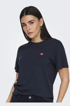 Online JDY pisa S/S Print Top 4713682 Sky Captain Pink Peacock Heart
