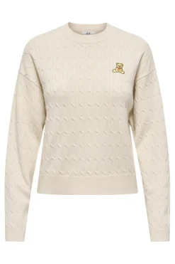 Online JDY prime Life L/S On Cable Emb Pull Knt 4942394 Whitecap Gray W. Teddy Embroidery