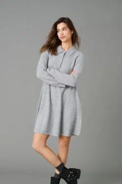 Outlet JDY rosemary Life L/S Collar Dress Knt 4876143 Light Grey Melange