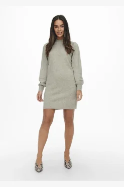 New JDY rue Life L/S High Neck Dress Knt 3720419 Chateau Gray Melange