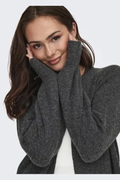 New JDY rue Life L/S Long Cardigan Knt 4376966 Dark Grey Melange