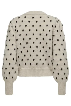 Outlet JDY sigrid Life L/S On Puff Pull Knt 4358569 Cement W. Black Dots