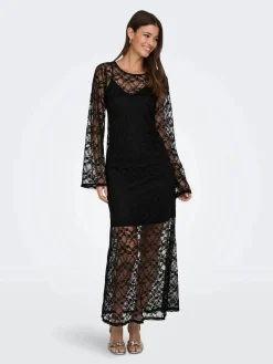 New JDY silvia L/S Lace Maxi Dress 5070608 Black