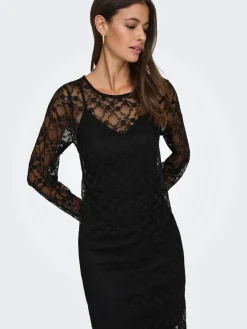 New JDY silvia L/S Lace Maxi Dress 5070608 Black