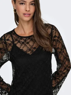 New JDY silvia L/S Lace Maxi Dress 5070608 Black
