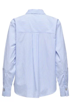 Best JDY soho L/S Loose Striped Shirt 4950438 White Cashmere Blue