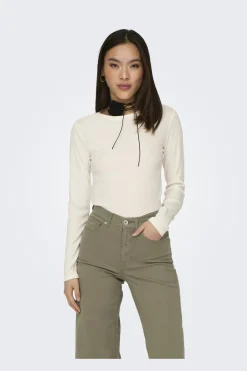 Hot JDY solar L/S O Neck Top Dia 4381391 Cloud Dancer