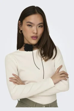 Hot JDY solar L/S O Neck Top Dia 4381391 Cloud Dancer