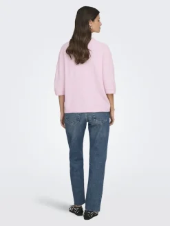 New JDY sonja S/S O-Neck Pullover Knt 4960457 Pink Lady Melange