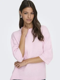 New JDY sonja S/S O-Neck Pullover Knt 4960457 Pink Lady Melange