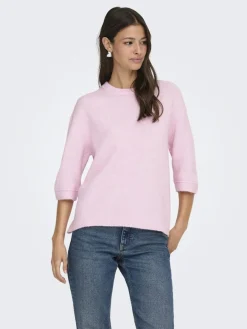 New JDY sonja S/S O-Neck Pullover Knt 4960457 Pink Lady Melange