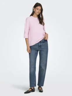New JDY sonja S/S O-Neck Pullover Knt 4960457 Pink Lady Melange
