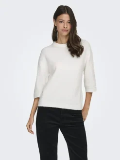 Outlet JDY sonja S/S O-Neck Pullover Knt 4960456 Cloud Dancer Melange